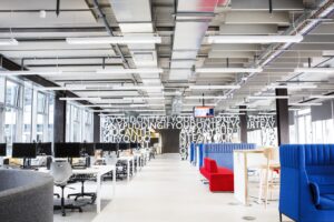 Interior of City of Glasgow College with clever acoustic solutions