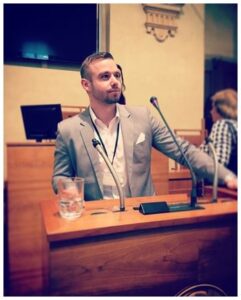 Jiri Strnad while speaking at the Czech Senate