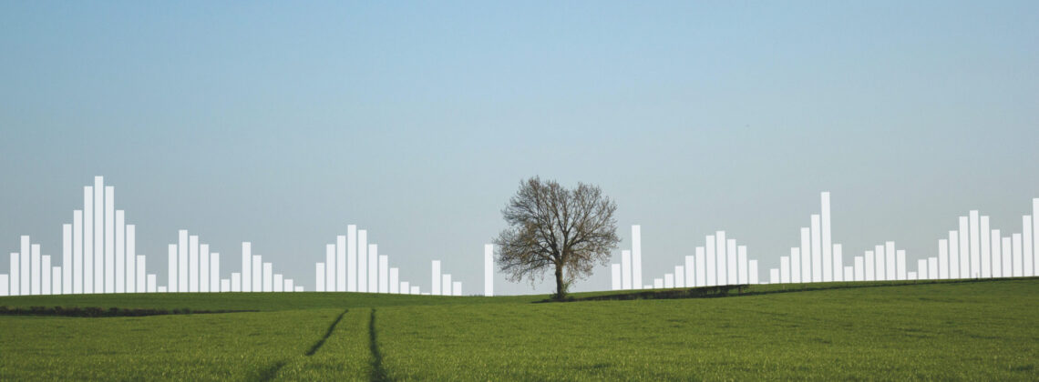 Plain landscape with waveform animation digitally added