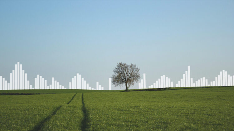 Plain landscape with waveform animation digitally added