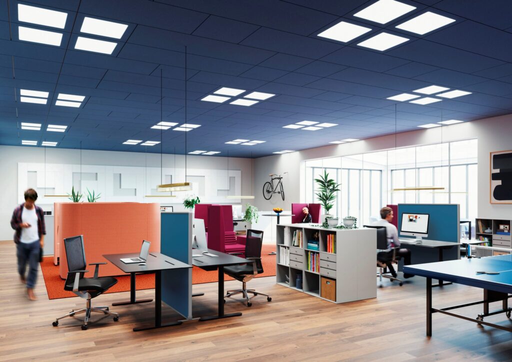 Office with diffuse ceiling ventilation