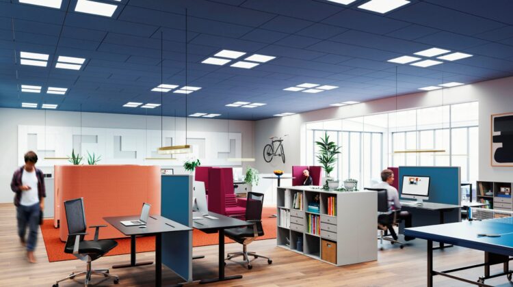 Office with diffuse ceiling ventilation